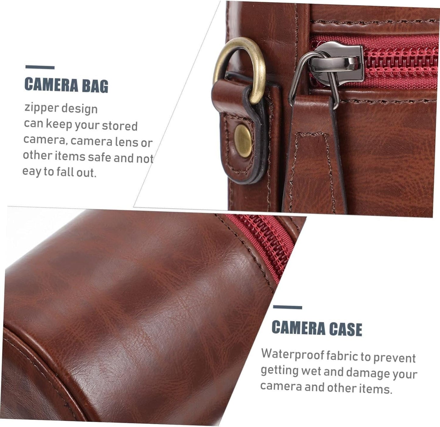 UCCKEYI PU Leather Camera Lens Bag Retro Lens Case For Canon Nikon Sony Pentax Fujifilm (L (Large))