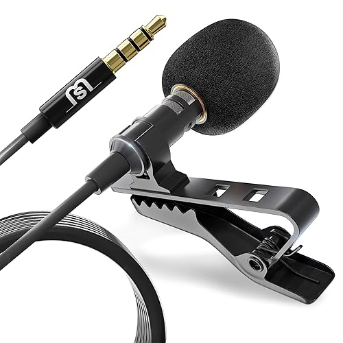 Professional Wired Lavalier Lapel Clip On Microphone for iPhone and Android Smartphone or Camera Omnidirectional Tiny Shirt Mic for Recording with
