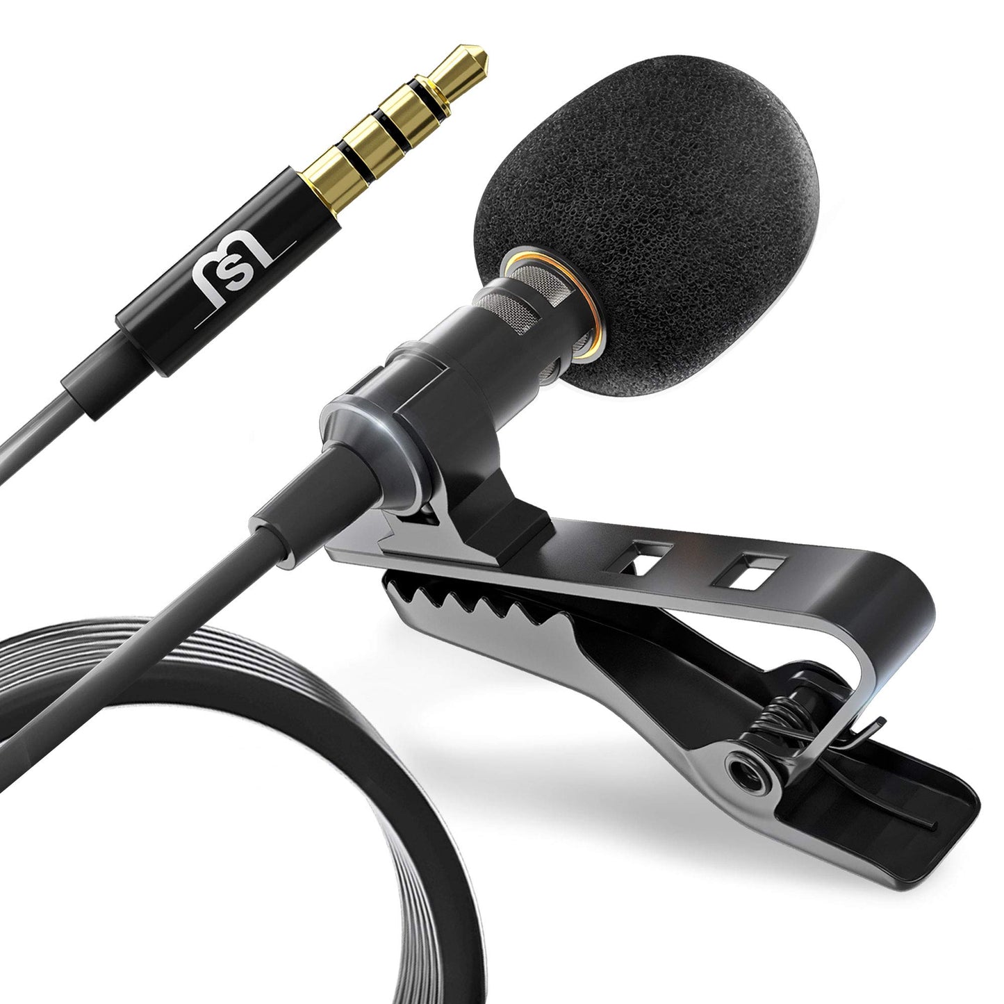 Professional Wired Lavalier Lapel Clip On Microphone for iPhone and Android Smartphone or Camera Omnidirectional Tiny Shirt Mic for Recording with