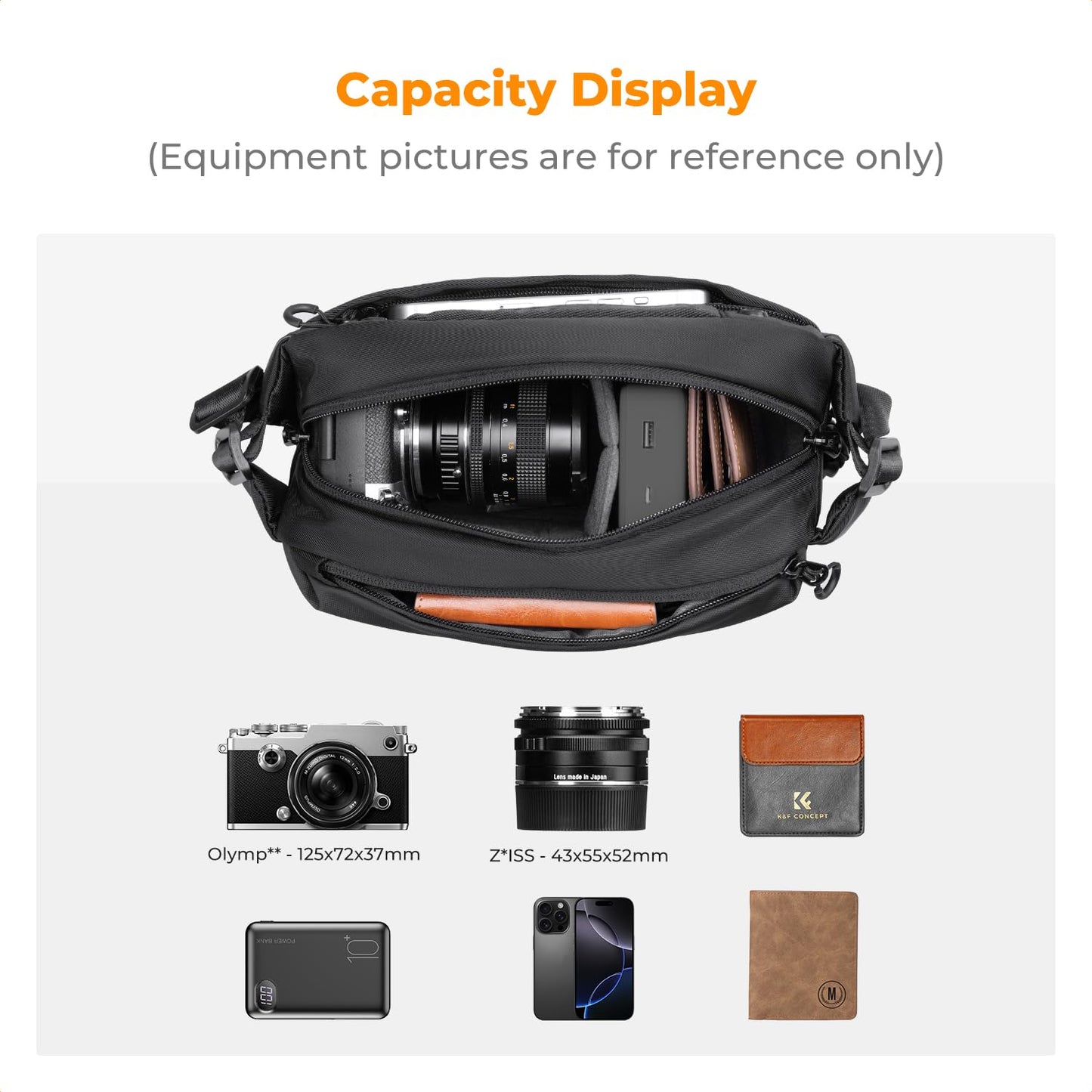 K&F Concept Small Sling Bag Everyday Shoulder Bag & Multifunction Photography Compact Crossbody Camera DSLR Portable Bag
