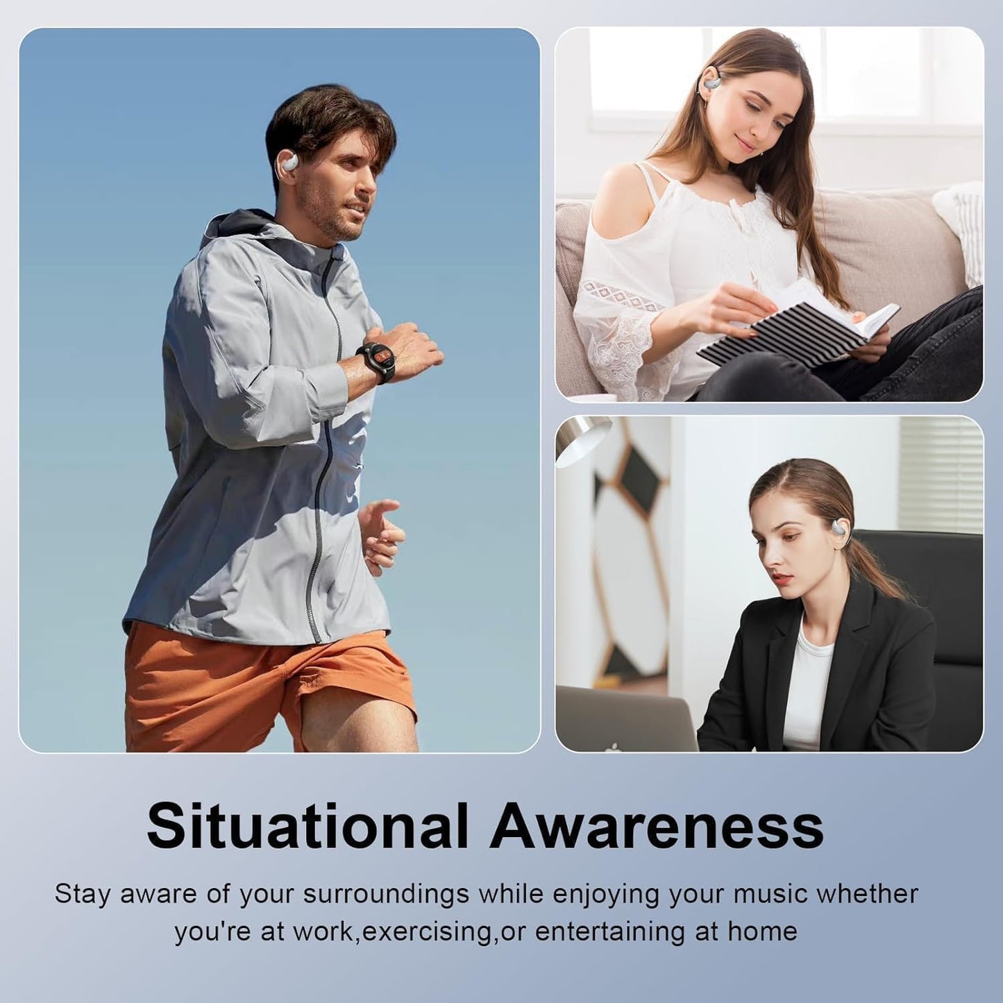 ZIDOXING Open Ear Bone Conduction Headphones?,Over Ear Earbuds with Ergonomic Earhook,Bluetooth Headphones 5.4 with Smart Digital Display,50H Playtime
