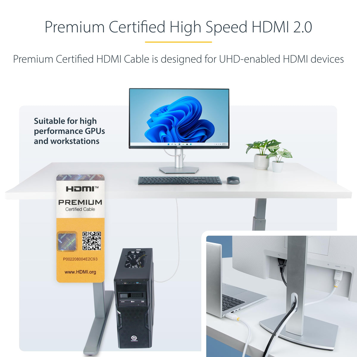 StarTech 10ft High Speed HDMI Cable, 4K 60Hz, 18Gbps, Certified, White