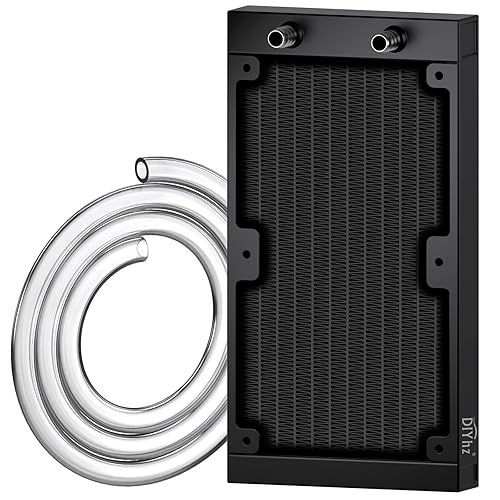 DIYhz 12 Pipe Aluminum 240mm CPU PC Water Cooling Radiator, 120mm Fanless, DC12V Black