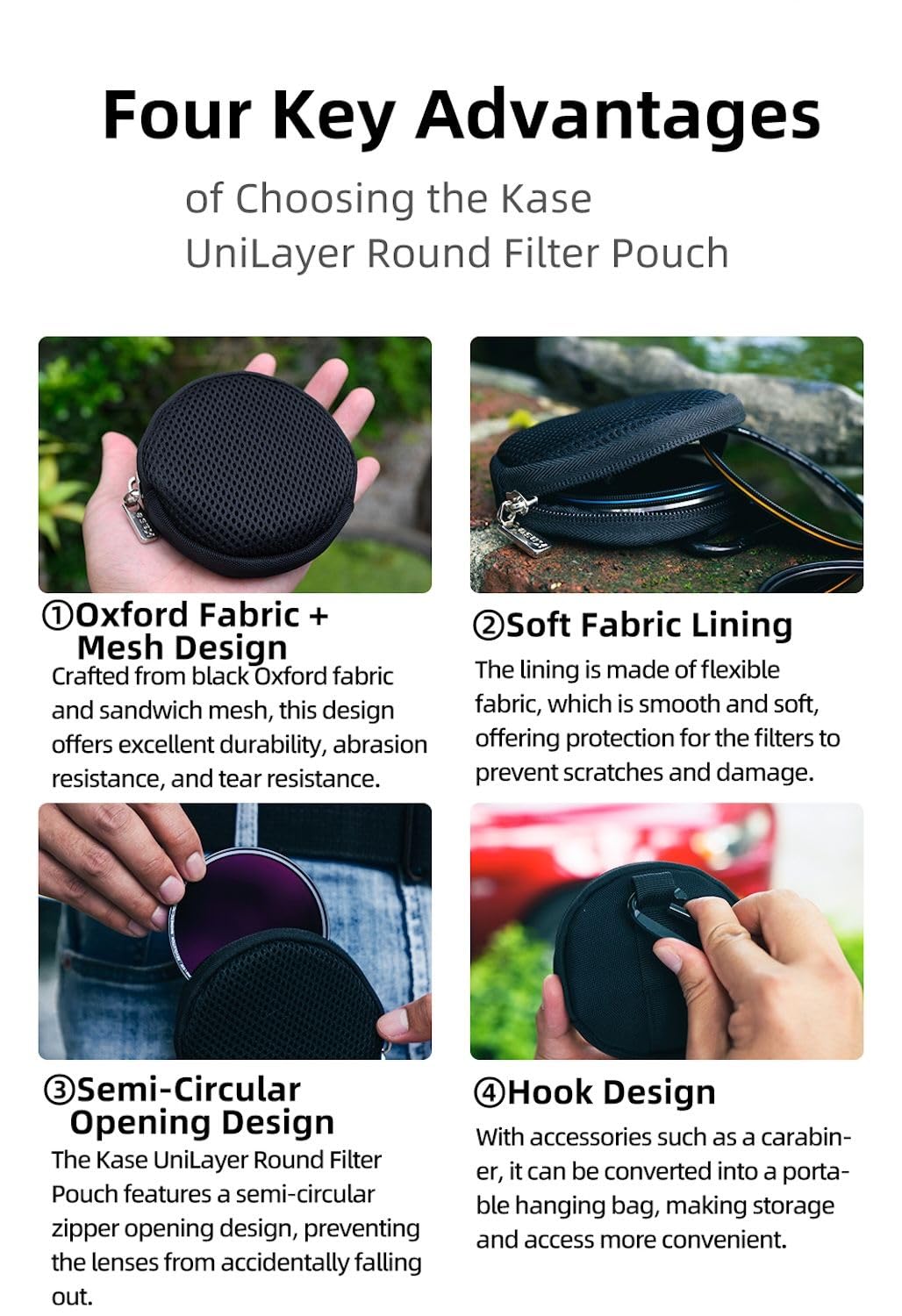 Kase Unilayer Filter Zipper Storage Pouch Holds up to 82mm