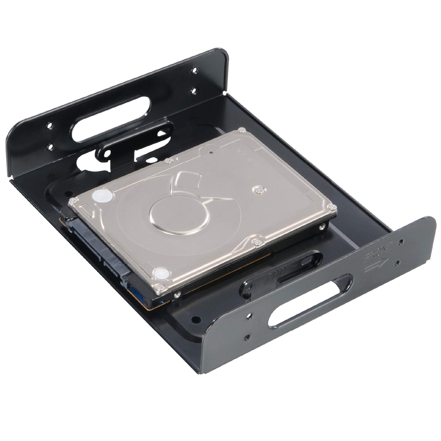 Akasa SSD & HDD Adapter | Fits 3.5" HDD or 2.5" HDD/SSD Into 5.25" PC Bay | Included Anti Vibration Pads and Mounting Screws| Black SECC | AK-HDA-01
