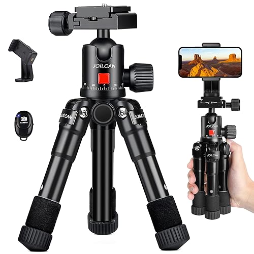 JOILCAN Mini Tripod for Camera, 21" Aluminum Desktop Tripod with 360° Ball Head, Portable Travel Tripods for DSLR Phone Projector, Load up to 15lb