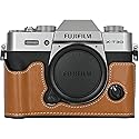 BMAOLLONGB X-T30 III/II Case, Handmade PU Leather Half Camera Case Bag Cover Bottom Opening Version for Fujifilm XT30 X-T30 III/II With Neck Strap