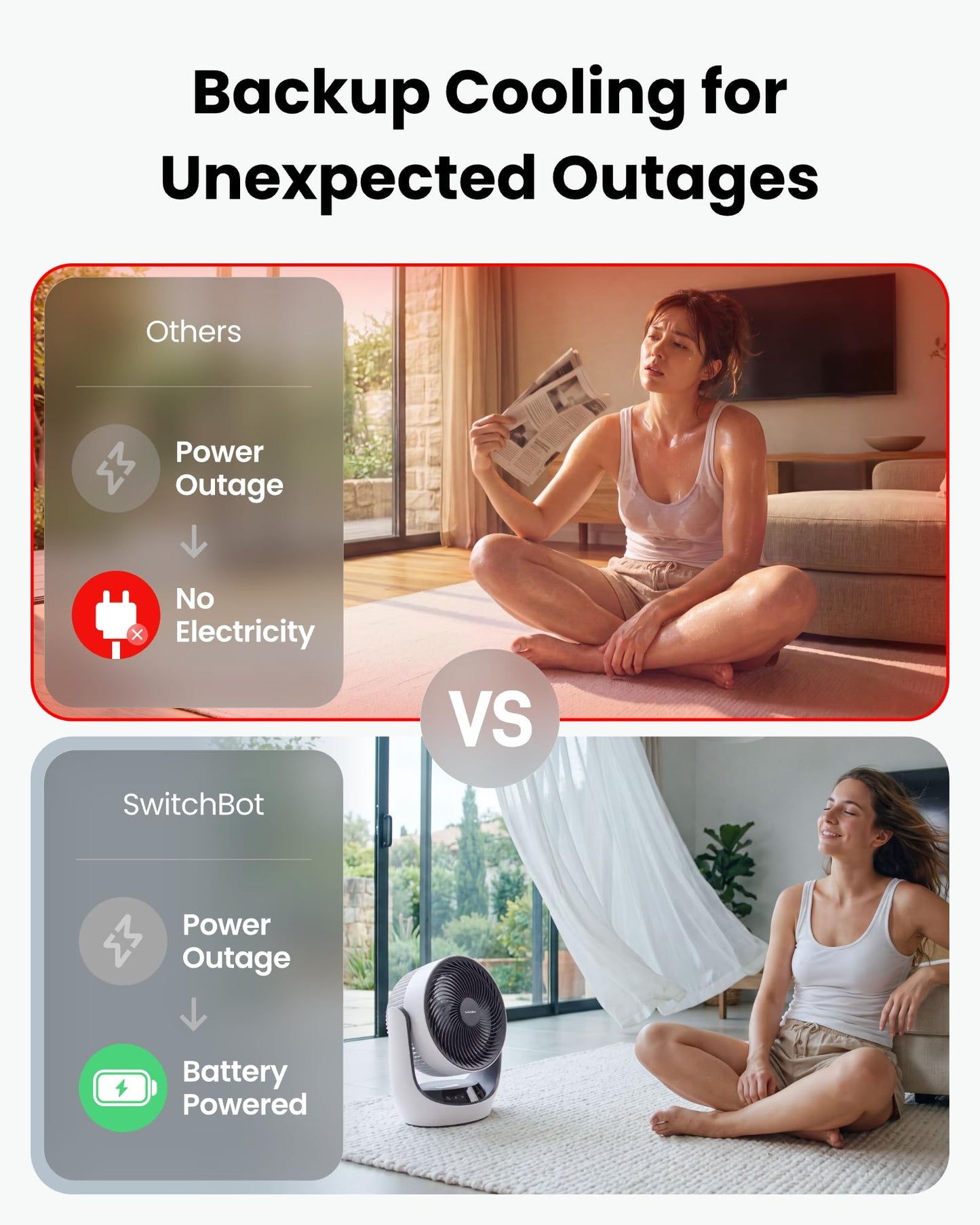 SwitchBot Smart Desk Fan for Bedroom, 3600mAh Rechargeable, Corded & Cordless Air Circulator, 90° Oscillation, 22dB Quiet, 9 Speeds, App & Remote