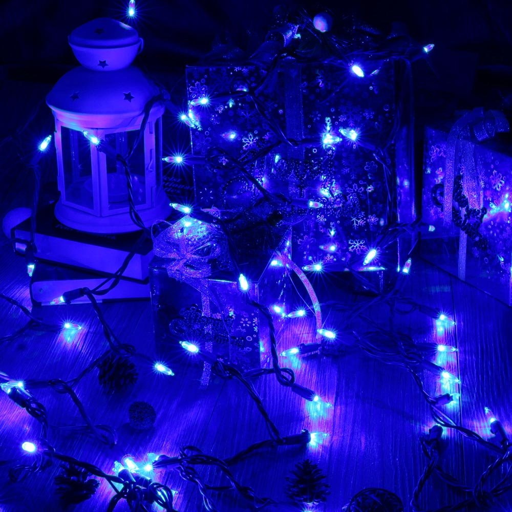 Brizled Blue Christmas Lights, 33ft 100 LED Christmas String Lights, 120V UL Certified Plug-in Xmas Tree Light Connectable Mini Xmas Light Waterproof