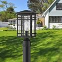 Rosient Outdoor Post Lights Fixture - Exterior Post Lantern with Seeded Glass in Black Finish - Pillar Light Ideal for Patio, Pathway, and Driveway