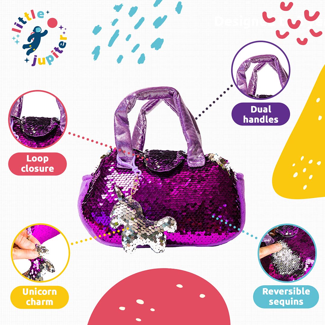 Little Jupiter Plush Pet Set w/Purse - Unicorn Stuffed Animals for Girls - Plush - Stuffed Unicorns - Gift for Age 4-5 - 6-7 yrs (White Unicorn)