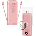 Portable Charger, 10000mAh 22.5W Power Bank Fast Charging with Wall Plug, Built-in Cables, LED Display, Compact Lightweight USB C Travel Battery Pack