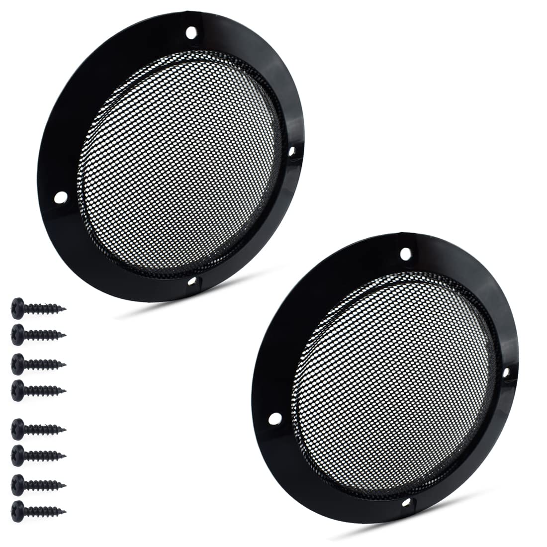 MARRTEUM 6.5 Inch Mesh Speaker Grills Covers with Screws Net Grille Protector Audio Horn Guard Decorative for DIY Home Audio and Car Speaker, Black, 2