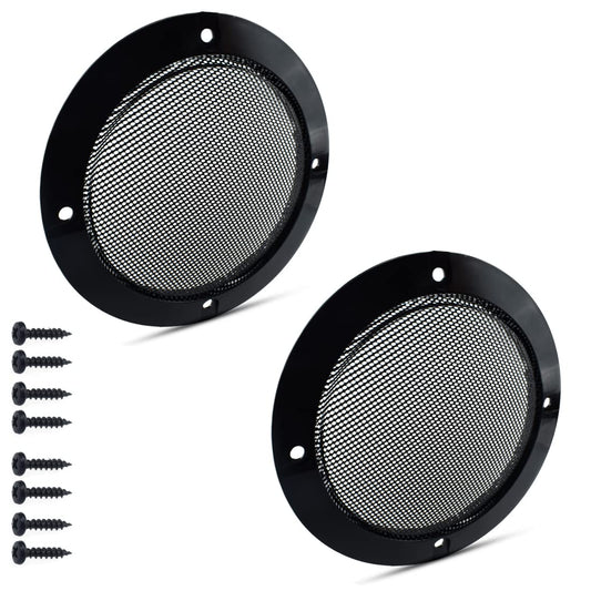MARRTEUM 6.5 Inch Mesh Speaker Grills Covers with Screws Net Grille Protector Audio Horn Guard Decorative for DIY Home Audio and Car Speaker, Black, 2
