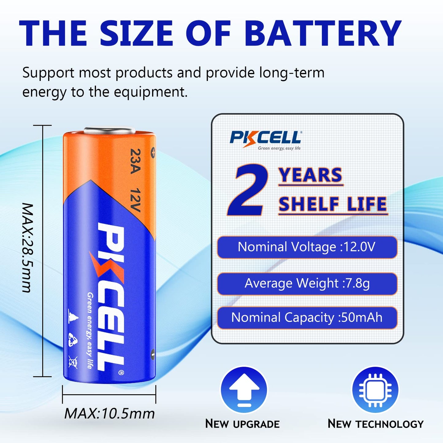 PKCELL A23 23A 12V Alkaline Battery 12V Specialty 23AE Battery(10 Count)