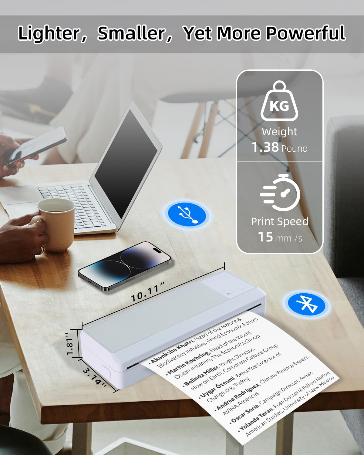 BORN4SHIP Portable Bluetooth Printer - Wireless Thermal Printer, Support Multi-Size Thermal Paper, Compatible with Android and iOS Phone & PC, 300DPI