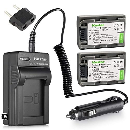 Kastar Battery (2-Pack) and Charger Kit for Sony NP-FP51, NP-FP50, NP-FP30, NP-FP70, NP-FP60, NP-FP71, TRV, TRV-U & Sony DCR-HC30 40 43E 65 85 94E 96