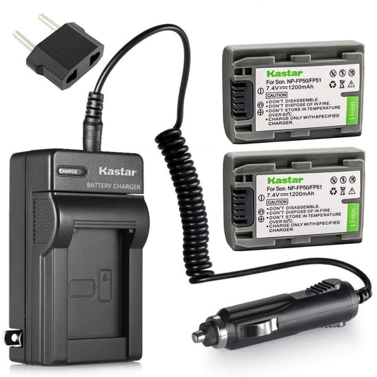 Kastar Battery (2-Pack) and Charger Kit for Sony DVD HandyCam DCR-DVD105 DCR-DVD202E DCR-DVD203 DCR-DVD203E DCR-DVD205 DCR-DVD305 DCR-DVD403