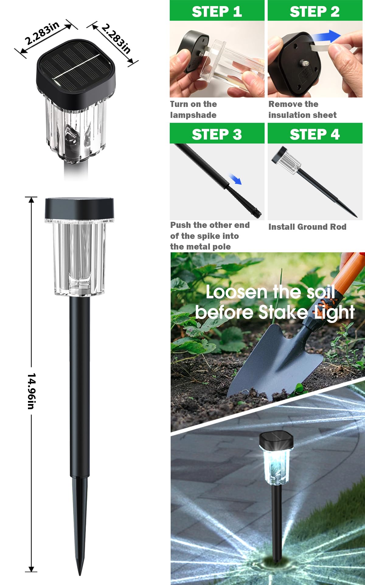 LIANGLOME Solar Pathway Lights Outdoor 12 Pack - IP55 Waterproof Solar Powered Garden Lights 6000K Cold White LED, Auto On/Off Outdoor Solar Lights