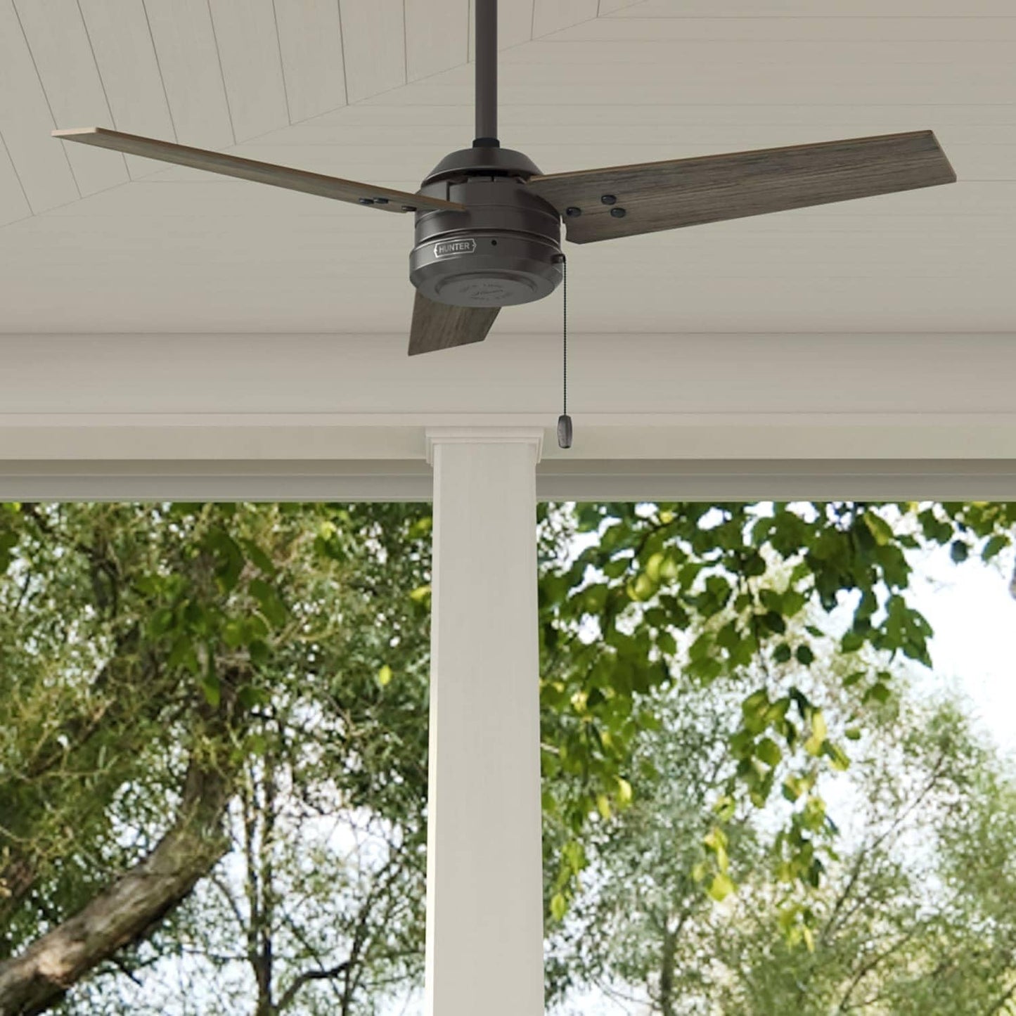 Hunter Fan 44 inch Noble Bronze Outdoor or Indoor Ceiling Fan No Light with Pull Chain for Patio, Living Room, Bedroom, Office, Kitchen (Renewed)