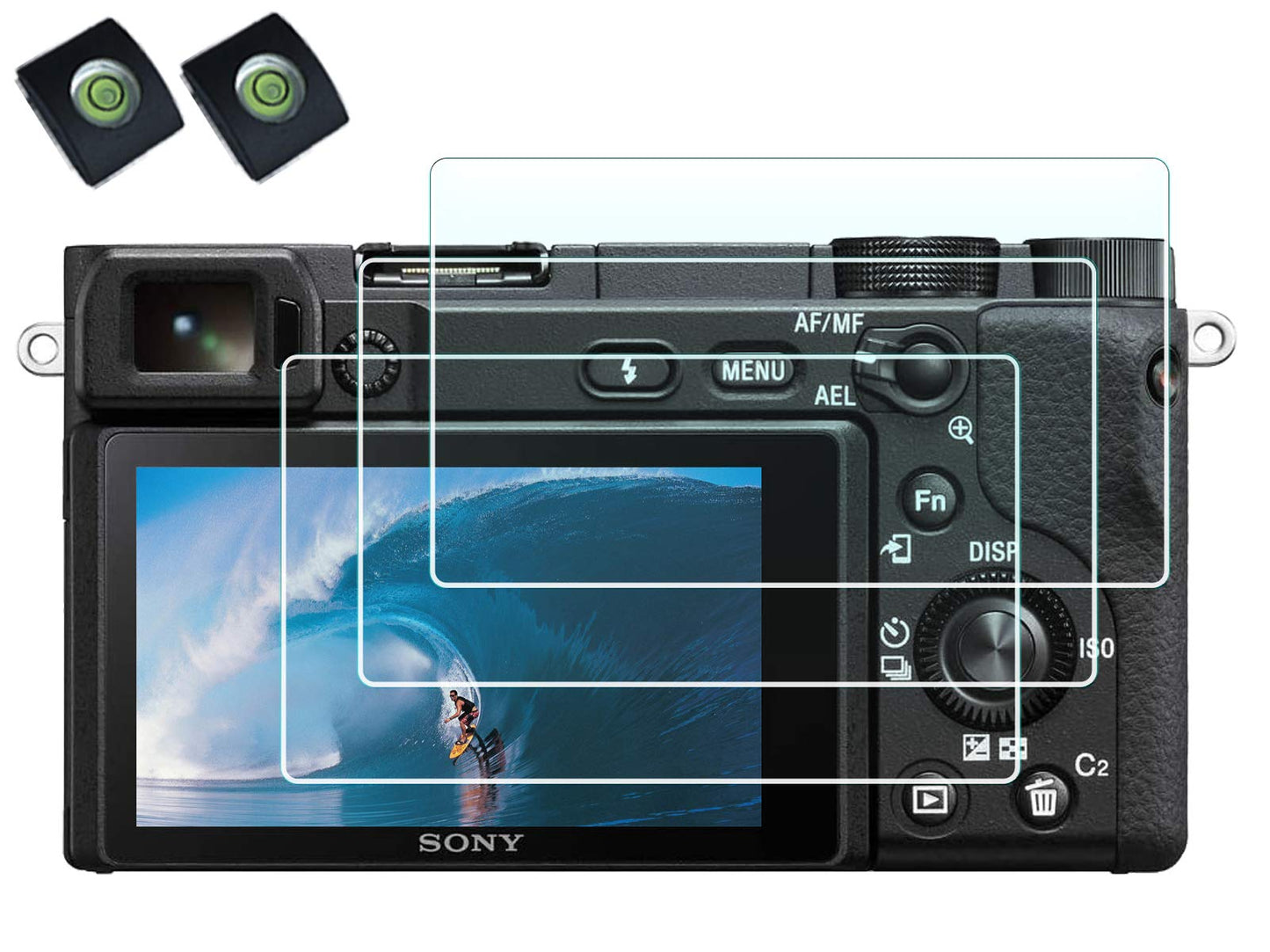 HUIPUXIANG Screen Protector for Sony Alpha A6400 A6600 A6000 A6600 A6300 A5000 Camera with Hot Shoe Cover, 0.3mm High Definition 9H Hardness Optical