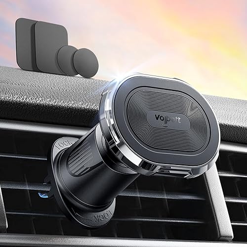 Magnetic Car Mount Air Vent Cell Phone Holder, Universal Vehicle Dash Dashboard Ac Airvent Cellphone Magic Stand with Clip Hook, for iPhone 16 15