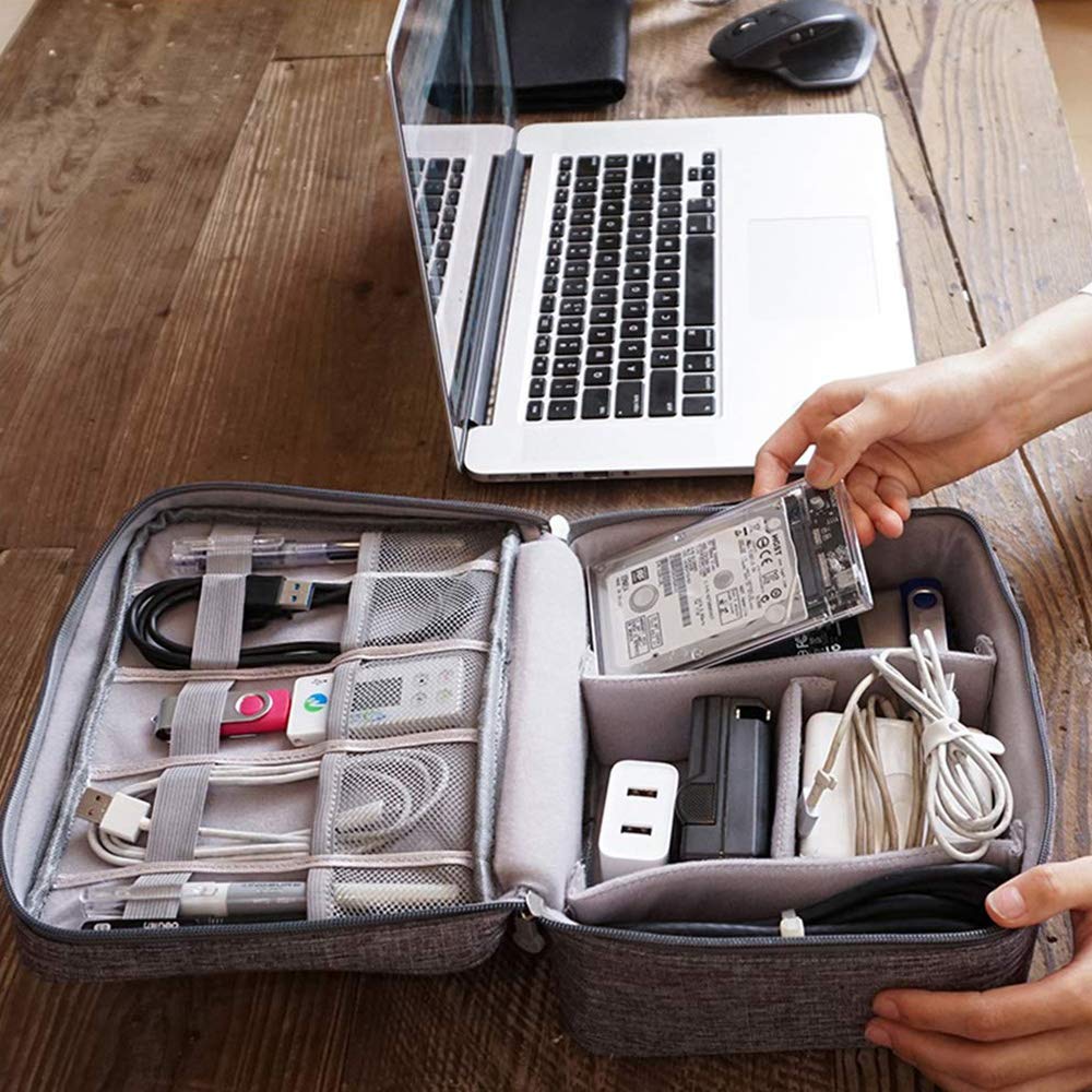 dealcase Electronics Organizer Waterproof Carrying Case - Durable Small Electronics Accessories Storage Bag Compatible Laptop Charger Various USB