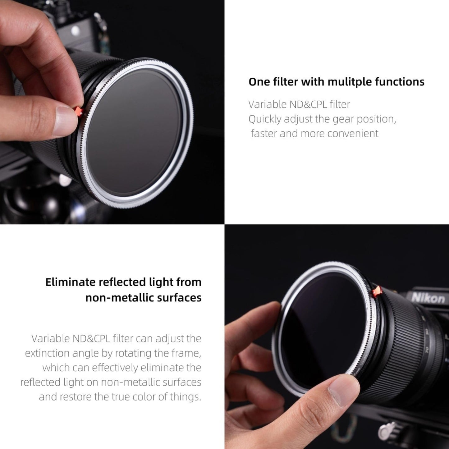 Kase 82mm Variable ND 1.5-8 Stops + CPL 2 in 1 SLR Camera Lens Filter, ND3 to ND236 Adjustable Multicoated Neutral Density and Circular Polarizing