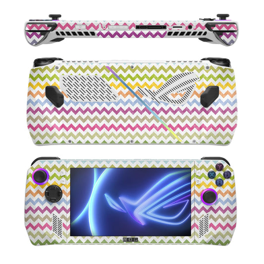 MightySkins Carbon Fiber Skin Compatible with Asus ROG Ally - Rainbow Chevron | Protective, Durable Textured Carbon Fiber Finish | Easy to Apply