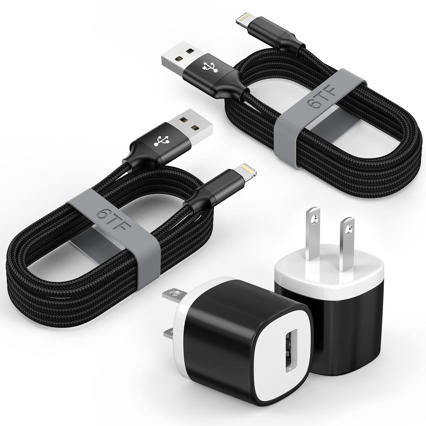 iPhone Charger 2Pack [Apple MFi Certified] 6FT Fast Charging USB to Lightning Cable with USB Charger for iPhone,Apple USB Wall Charger Travel Plug