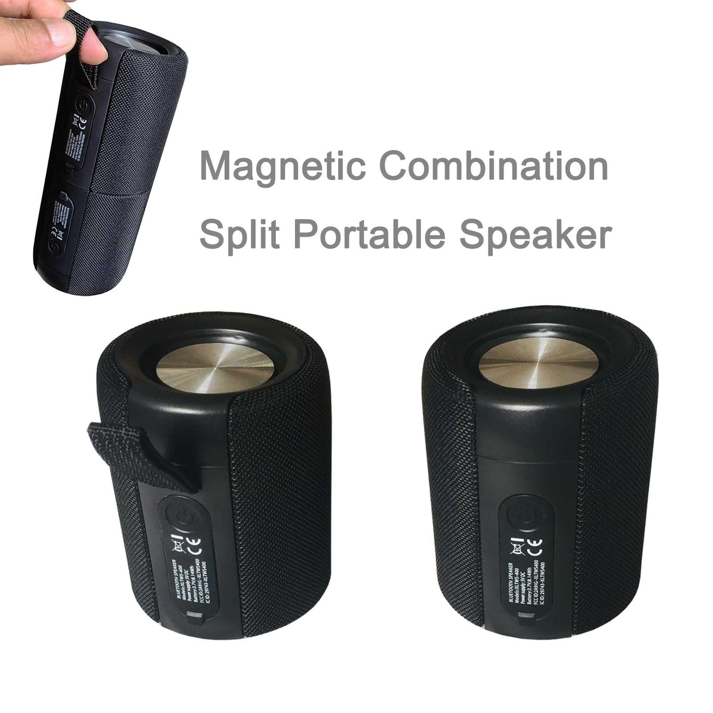 Magnetic Bluetooth Speaker - Portable Stereo Sound with FM Radio, TF Player, 360° Surround Sound, and IPX5 Waterproof Design,Over 15Hrs Playtime