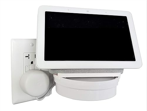 The Google Home Nest Hub [Gen 1 and Gen 2] Mount for Electrical Outlets. Full Swivel. Installs in Seconds. Hidden Cord Storage. Award Winning Design.