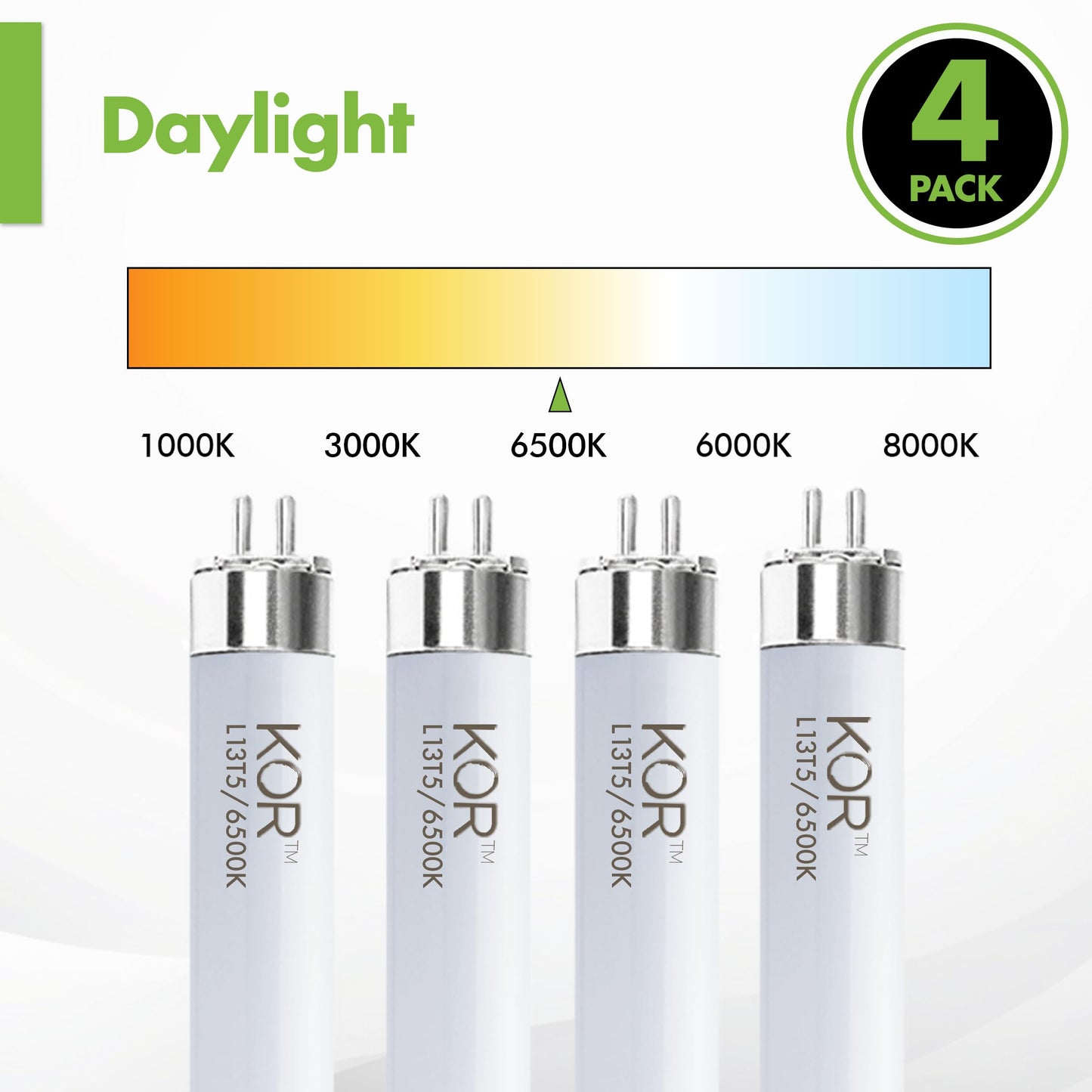 KOR 4-Pack T5/DL LED Light Bulbs, F13T5 Direct Replacement, 9W, 21 Inch