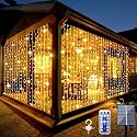 2 Pack Solar Curtain Lights Outdoor Garden Fairy String Lights 300 LED 8 Modes Remote Control Waterproof Solar Waterfall Lights for Gazebo Patio Party