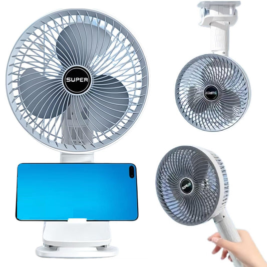 rohxizw 2026 New Rechargeable Usb Desk Fan, 4 In 1 8000mAh Battery Powered, Table Fan, Handheld Fan, Clip Fan, Hang Fan for Bedroom Office Desk