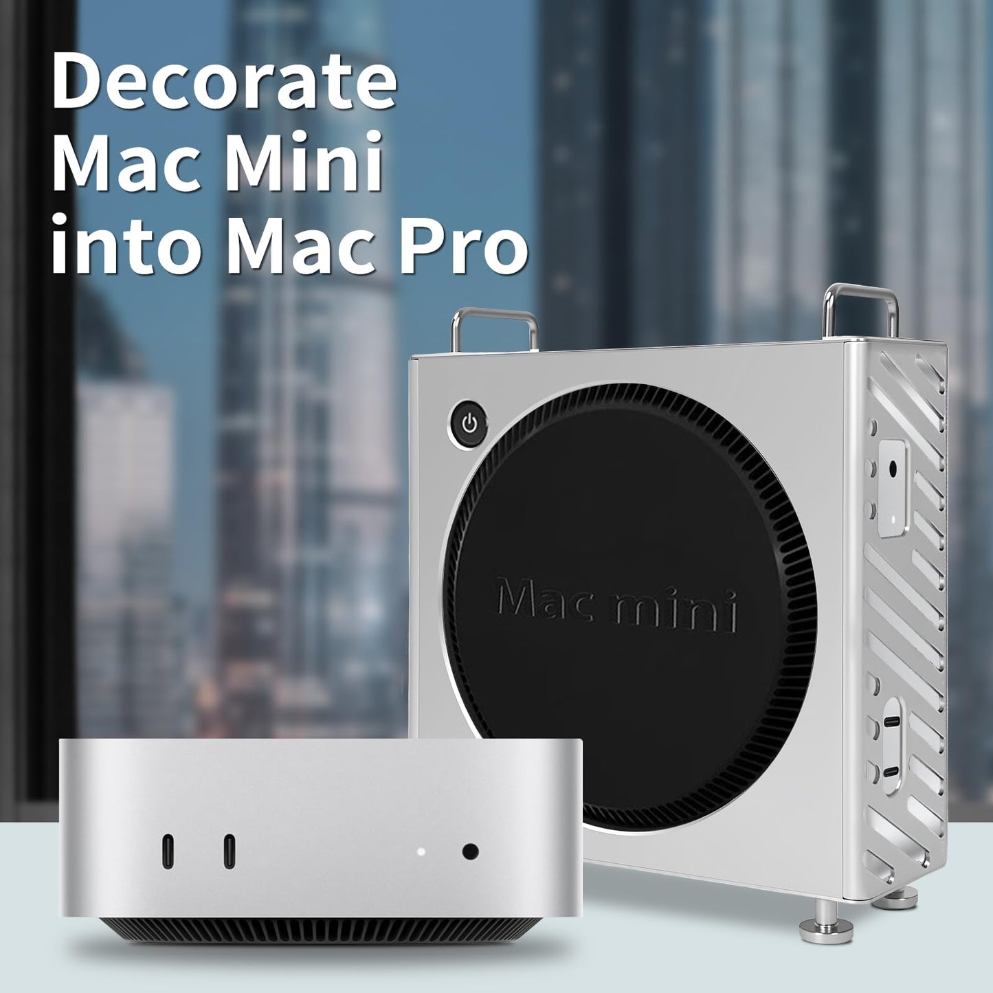 Aluminum Stand for Mac mini M4/M4 Pro (2024) - Premium Vertical Mount | Secure Holder | Enhanced Cooling | Space Saving Desktop Design (Silver)