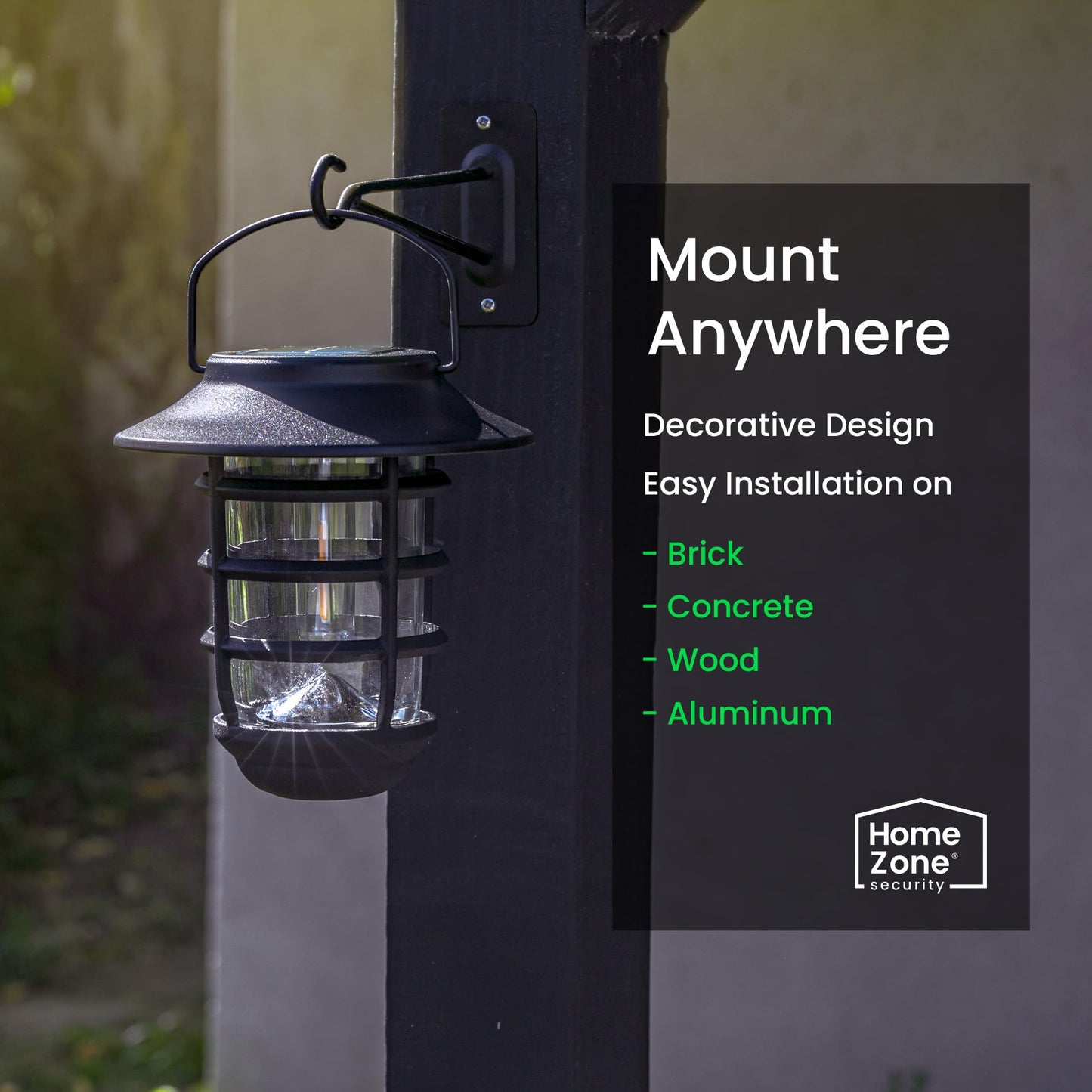 Home Zone Security 2 Packs Solar Wall Hanging Lights Outdoor 3000K Warm Up to 8 Hours Light Dawn Motion Sensor Auto, IP65 Waterproof, No Wiring