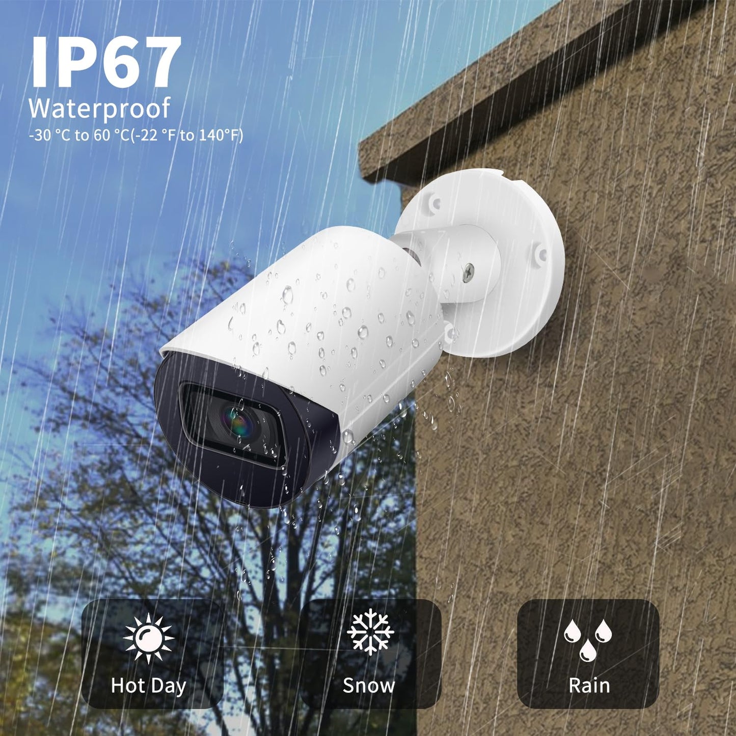 OHBET DahuaSecurity 8MP PoE IP Camera, 4K Security Bullet Camera with Smart Motion Detection IR&Color Night Vision, Metal
