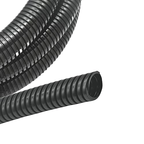 MyyYiTar 1in-10ft Wire Loom Conduit Protector Cable Sleeves Cover Hard Tubes for Outdoor Electrical Wire Management Organizer Kit- Black