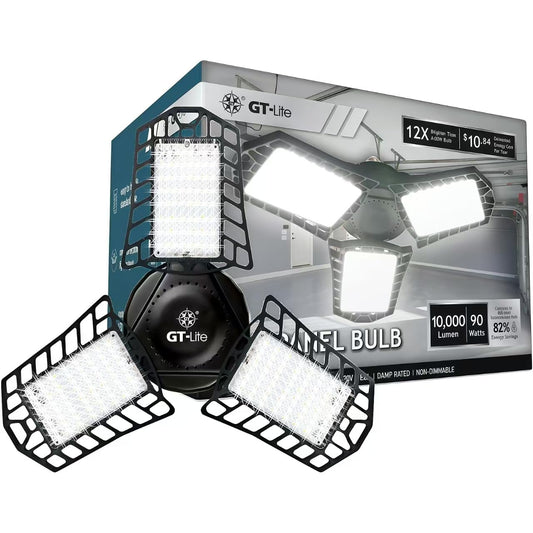 High-Lumen LED Bulbs, Energy Efficient, Easy to Install, Garage, Workshop, Basement (10,000 Lumen LED Bulb, 90W, Adjustable Panel Cob LED Light Bulb