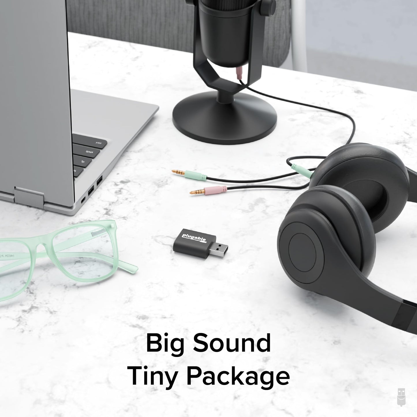 Plugable USB Audio Adapter with 3.5mm Speaker-Headphone and Microphone Jack, Add an External Stereo Sound Card to Any PC, Compatible with Windows