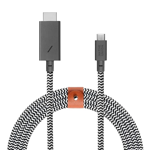 Native Union Belt HDMI 2.0 USB-C to HDMI Cable (4K@60Hz) - 10ft Ultra-Strong Reinforced Cable [MFi Certified] Compatible with MacBook Pro 2017-2020