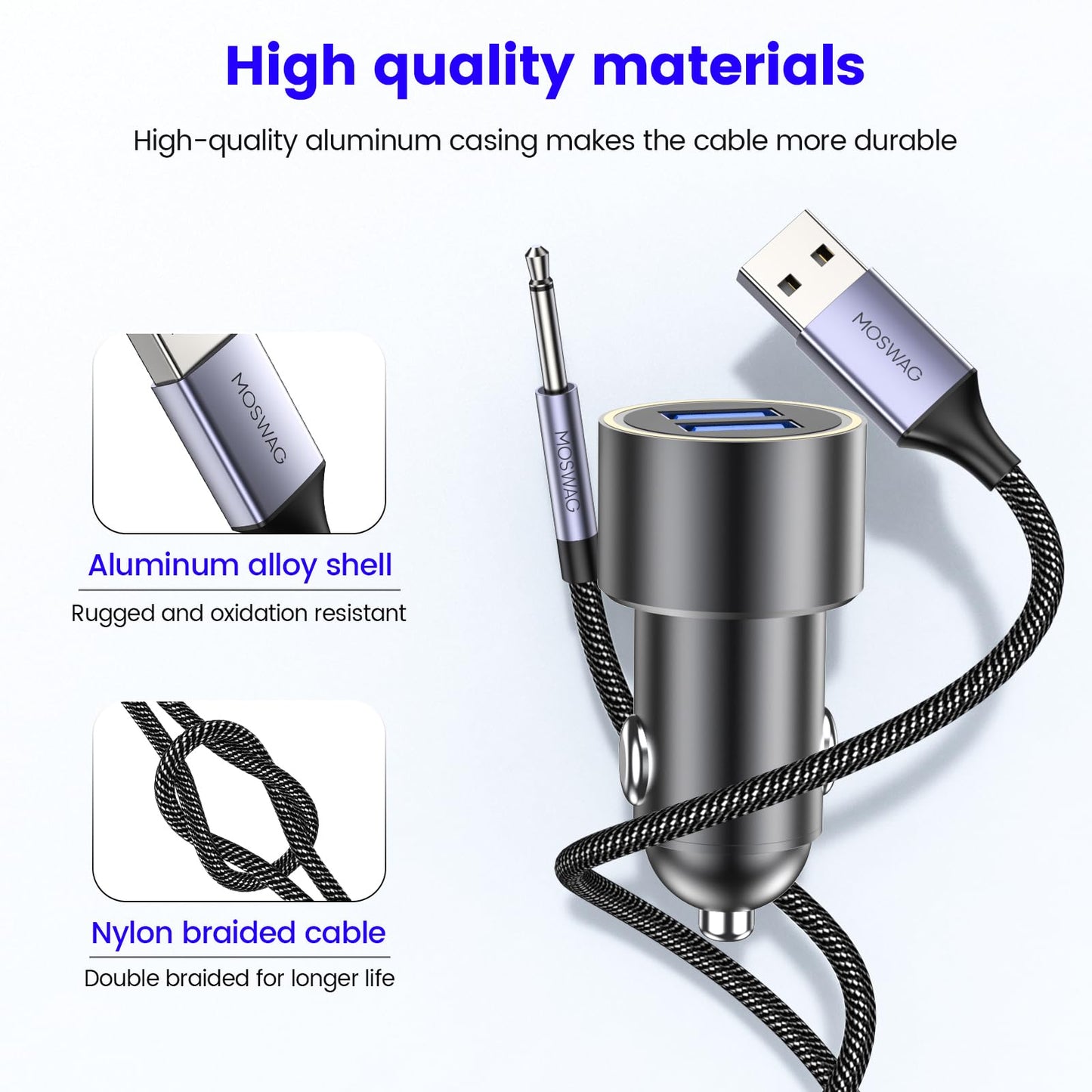 MOSWAG USB DC Charging Cable 2.5mm, 3ft Replacement DC Charging Cable USB Fast Charging Cord -1 Pack (2.5mm Port, Length 19mm)-(This is NOT Barrel