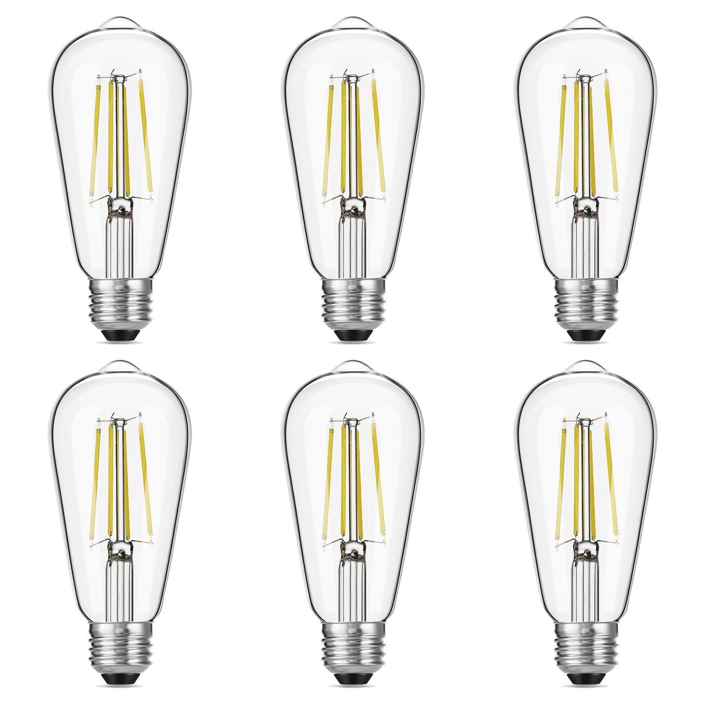 Gozelux Vintage LED Edison Bulbs, 6W, Equivalent 60W, High Brightness Daylight 5000K, ST58 Antique LED Filament Bulbs with 90+ CRI, E26 Medium Base