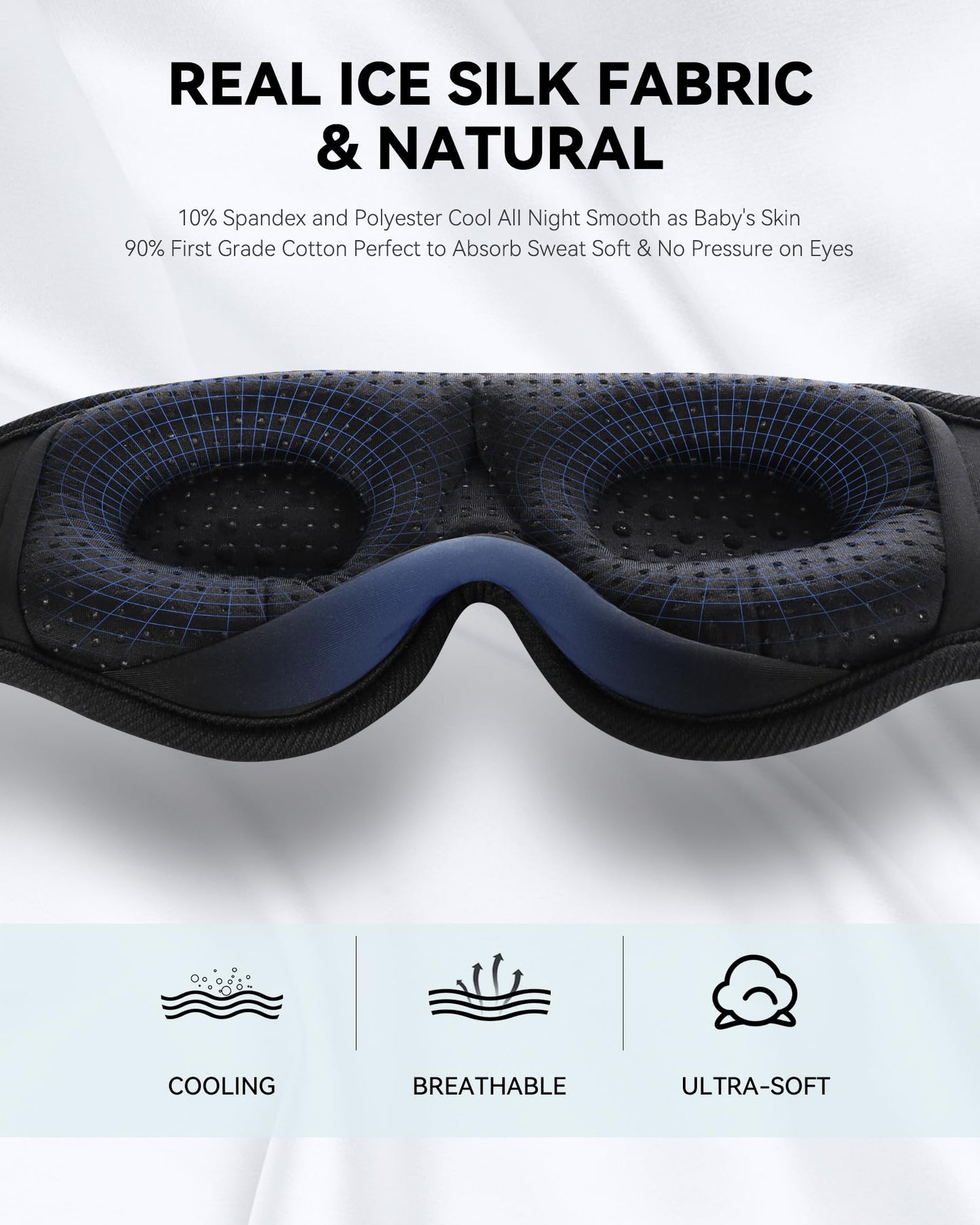 MUSICOZY 3D Bluetooth Sleep Mask with Headphones, Wireless Music Sleep Headband Eye Mask for Side Sleepers, Ideal for Sleeping, Travel, Meditation…