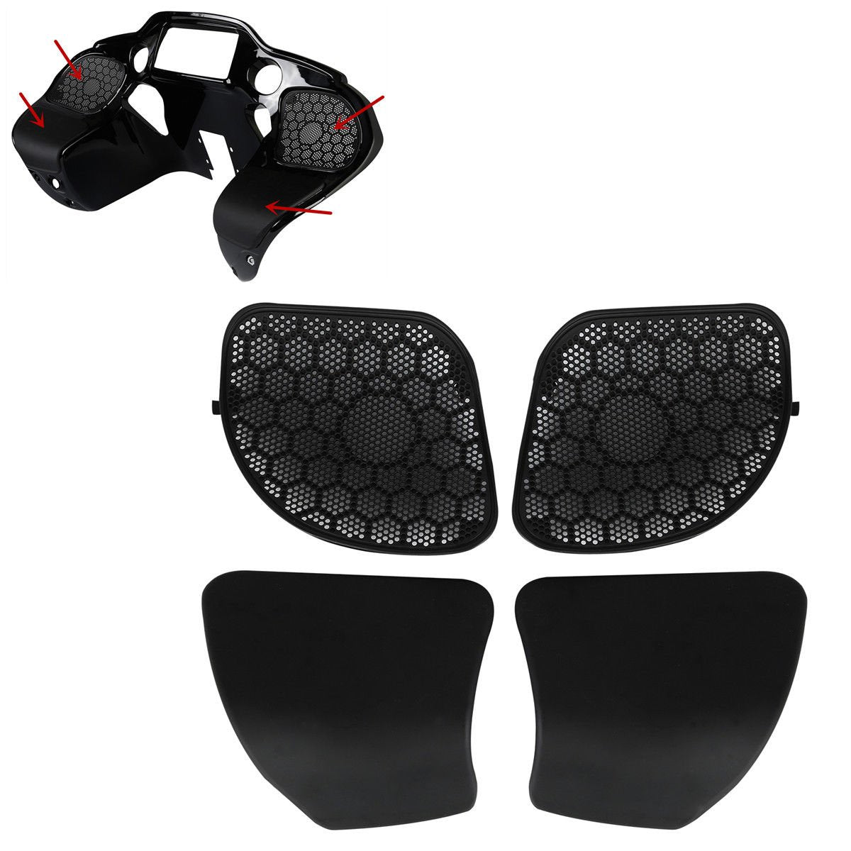 TCT-MOTORPARTS Fairings Glove Box Doors +Speaker Grilles For Harley Road Glide 2015-2023 FLTRX Ultra FLTRU Special FLTRXS CVO Ultra FLTRUSE Matte