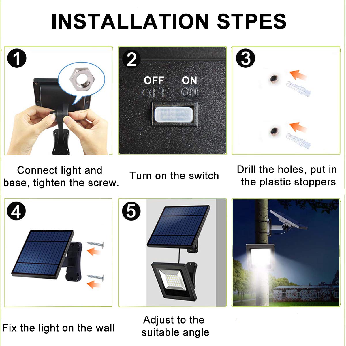 Awanber Solar Powered Lights Outdoor, Bright White Light IP65 Waterproof Auto Dusk to Dawn 350° Adjustable Solar Security Flood Lights for Barn