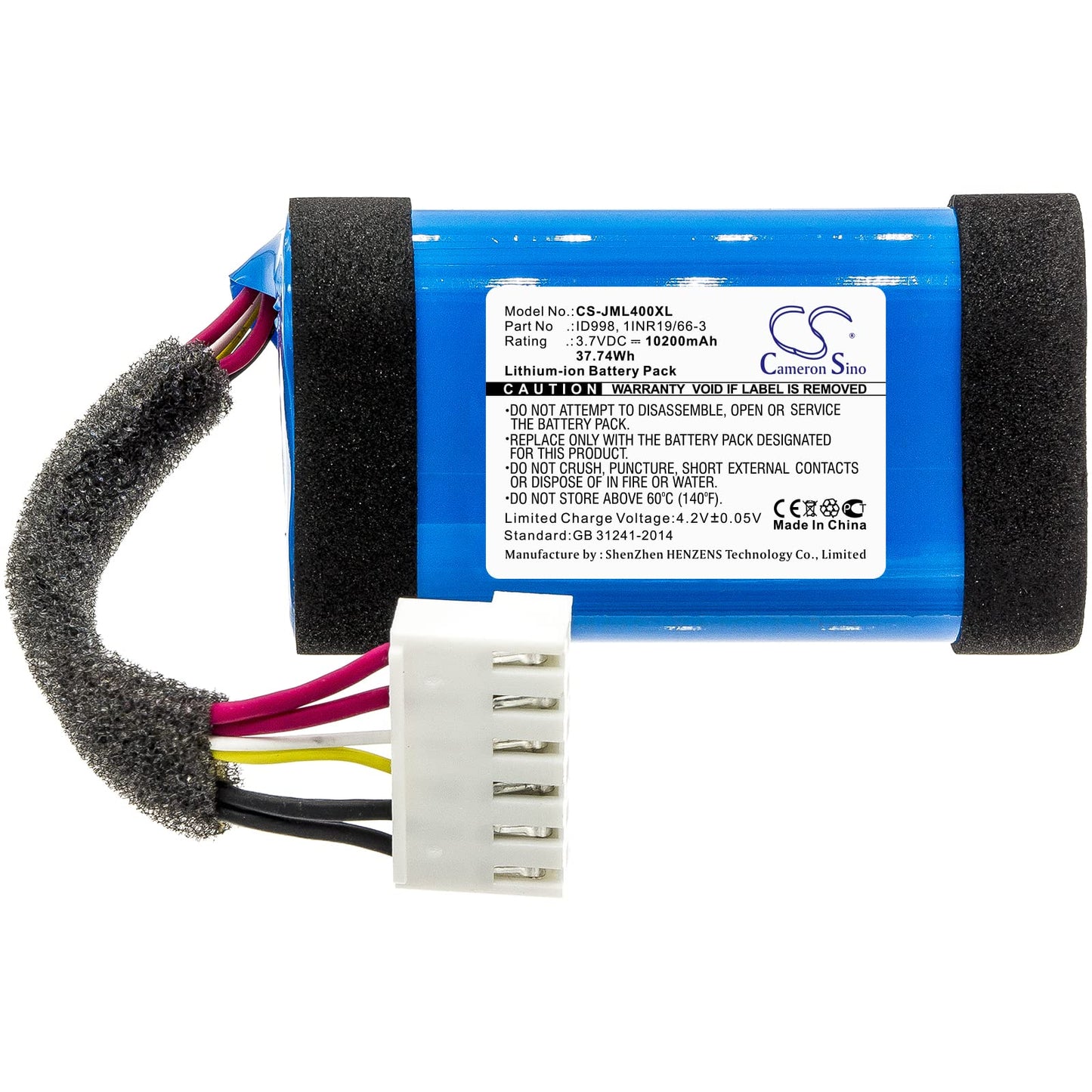 Cameron Sino 3.7V 10200mAh / 37.74Wh Li-ion Replacement Battery for JBL Charge 4, Charge 4BLK, Charge 4J, JBLCHARGE4BLUAM, 1INR19/66-3 ID998 IY1068…