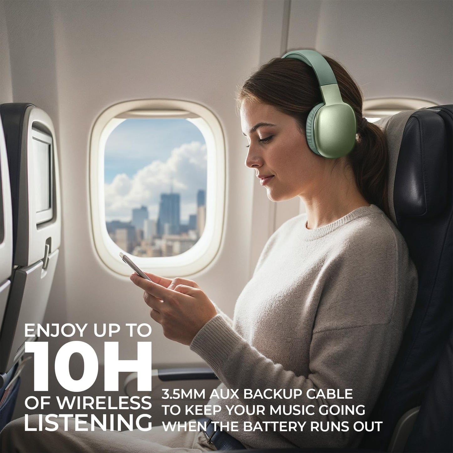 iJoy Ultra Wireless Over-Ear Bluetooth Headphones with Mic, Up to 10 Hours Playtime, Bluetooth Headset 33Ft Range with Backup AUX Cable & SD Slot…