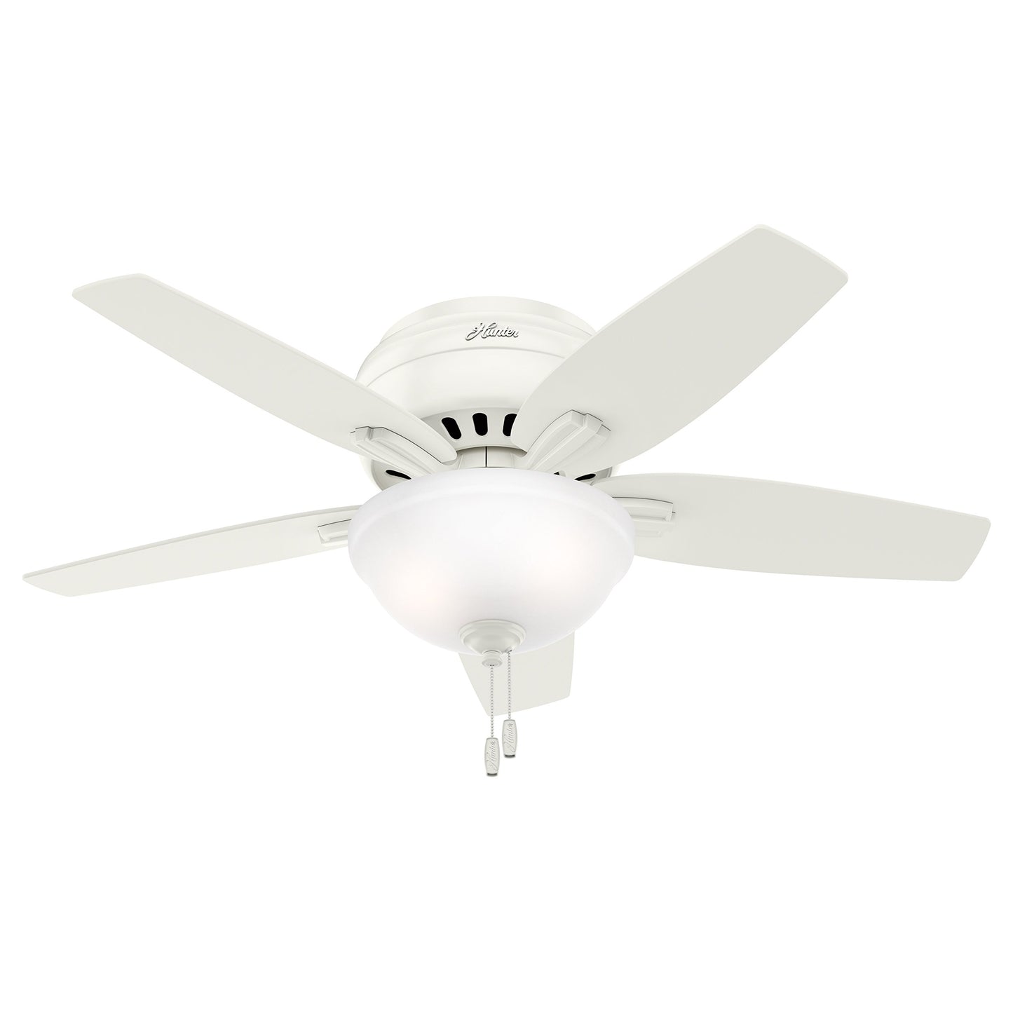 Hunter Fan 42in Low Profile Ceiling Fan in Fresh White with Clear Frosted Glass Light Kit, 5 Blade (Renewed)